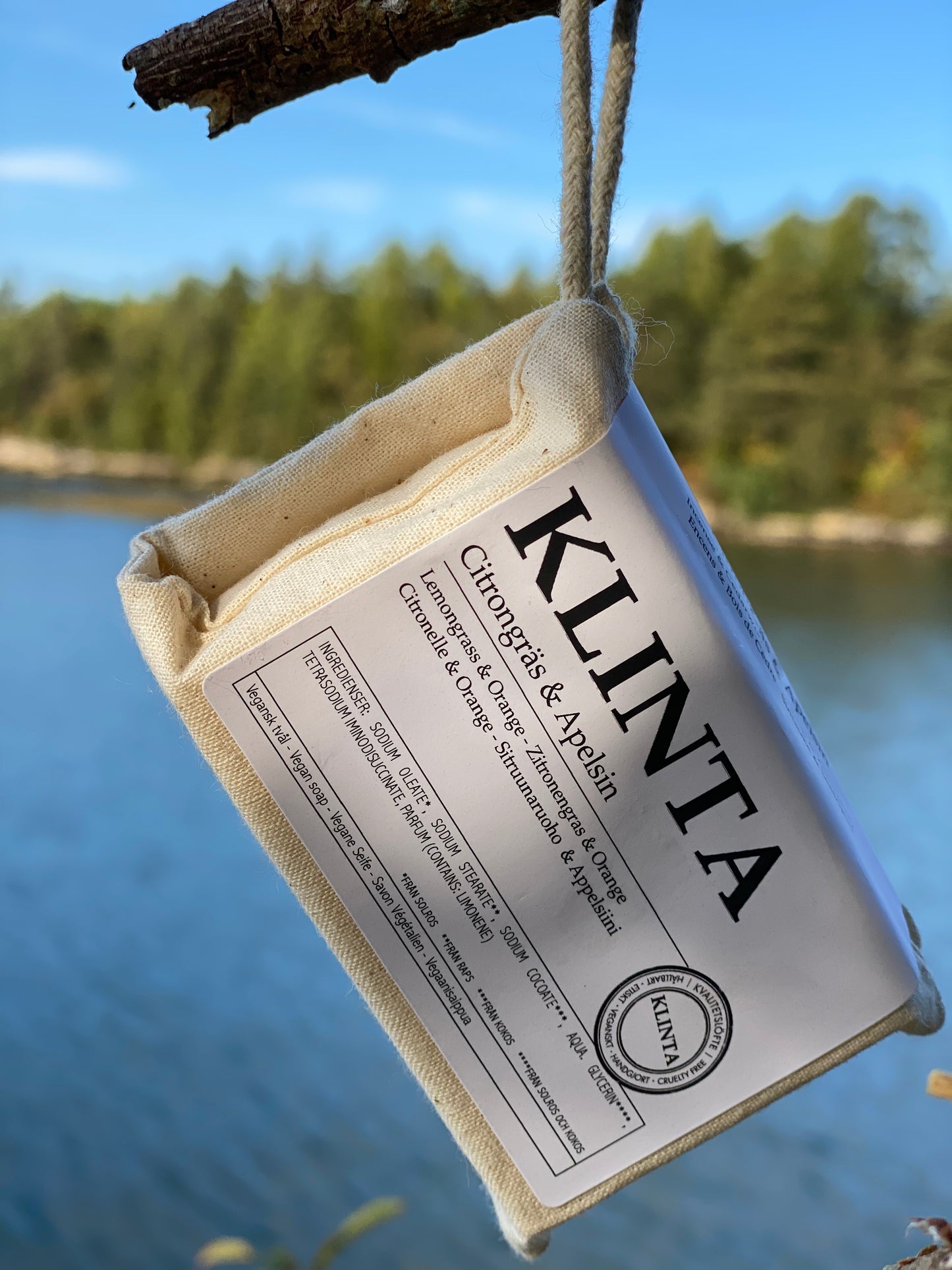 Klinta vegansk såpe. Sitrongress & Appelsin