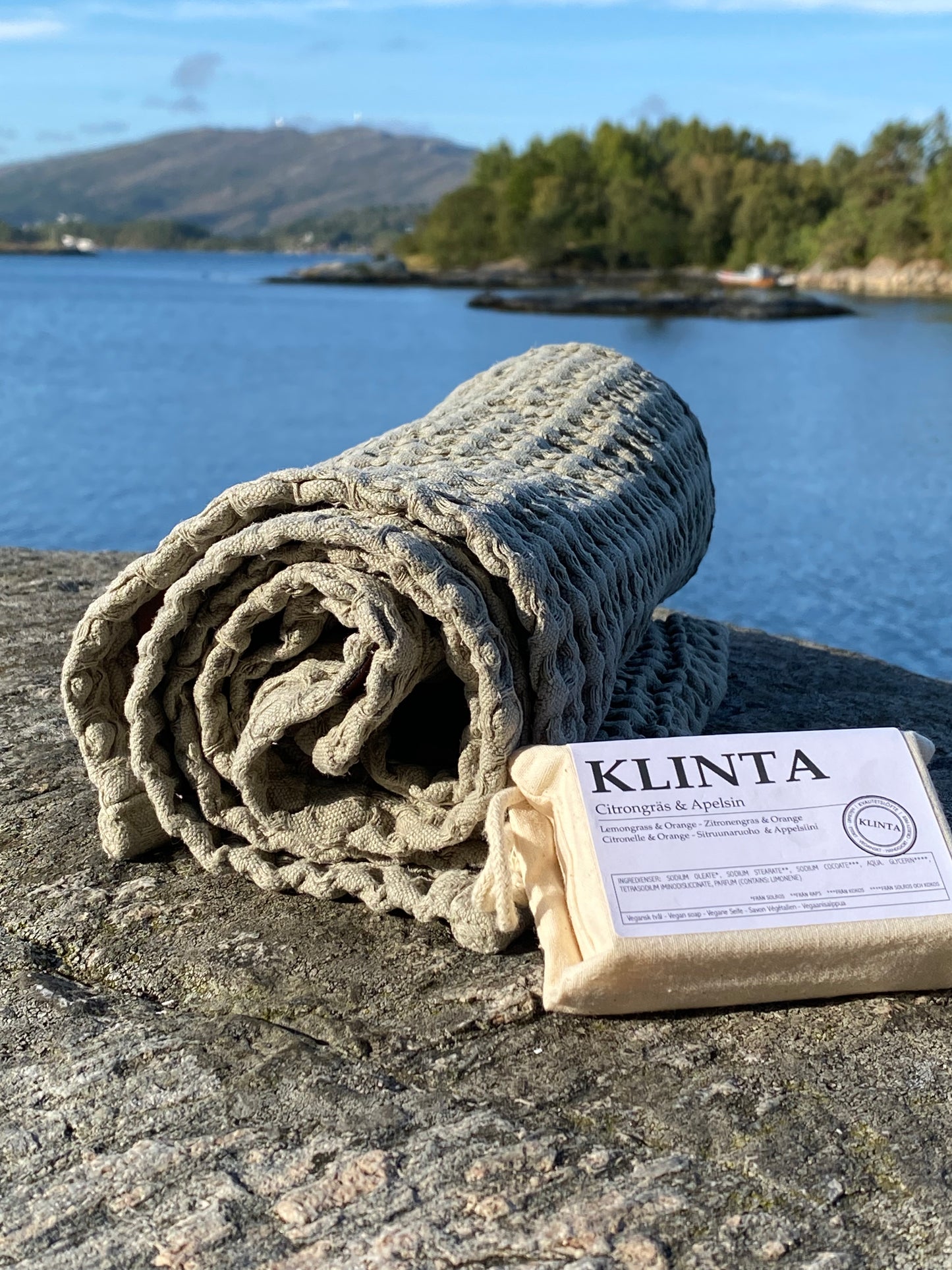 Klinta vegansk såpe. Sitrongress & Appelsin